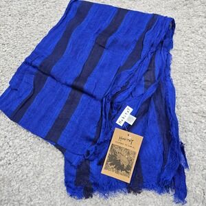 Habitat Clothes‎ To Live In Royal Blue Striped Linen Modal Scarf Coastal Resort